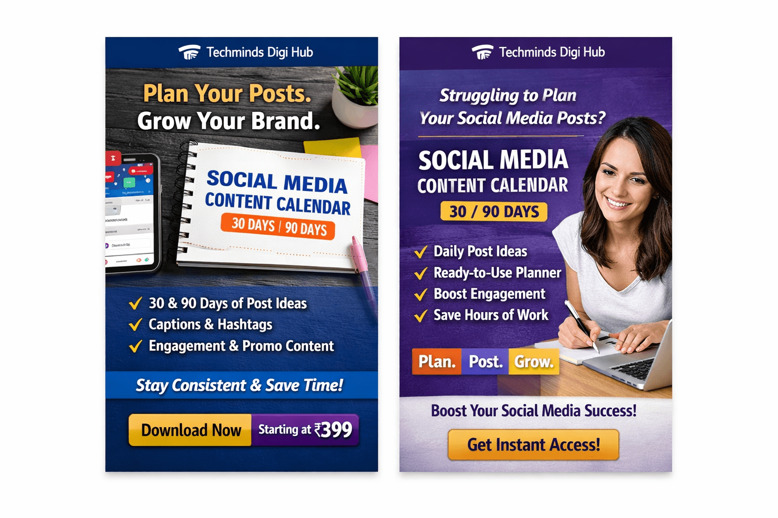 Social Media Content Calendar (30 / 90 Days)